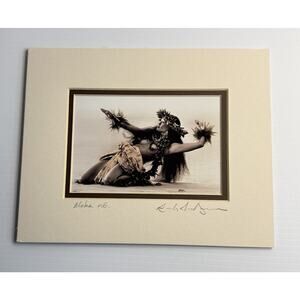 Randy Jay Braun Hand Colored Photo Signed Hawaiian Hula Dancer Matted Print